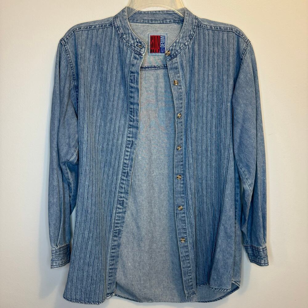Sunbelt Denim Shirt VINTAGE Pintuck front Size Small or Medium (missing tag) - Picture 7 of 10